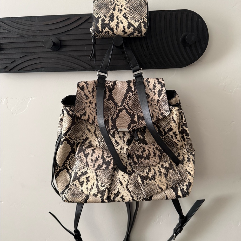 Allsaints Snake-Print Backpack Purse & Wallet